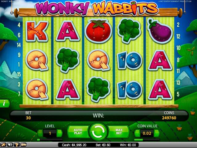 Wonky Wabbits NetEnt   spelautomater screenshot