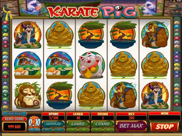 Karate Pig microgaming spelautomater screenshot