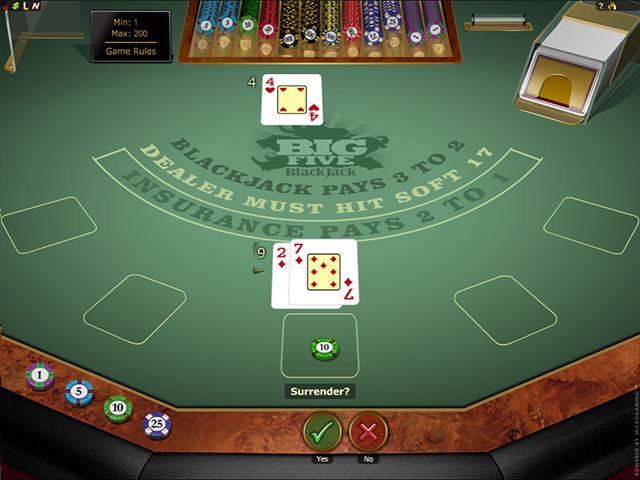 Big 5 Blackjack Gold Microgaming screenshot