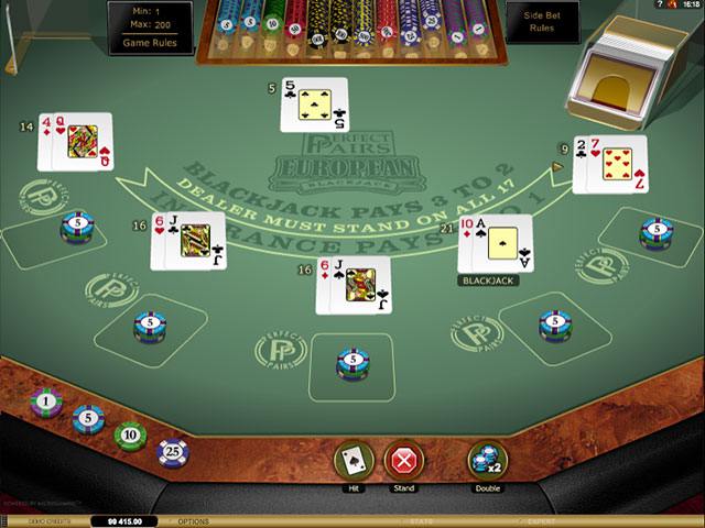 Multi-Hand Perfect Pairs Blackjack Gold Microgaming screenshot