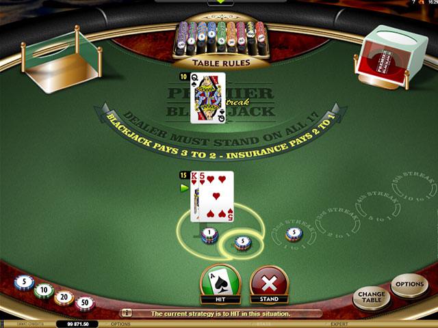 Premier Blackjack High Streak Gold Microgaming screenshot