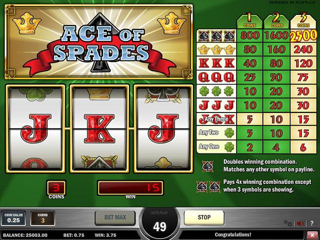 Spelautomater Ace of Spades PlaynGo SS - wyrmspel.com